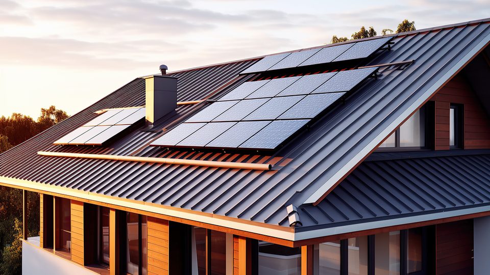 Wohnhaus mit Photovoltaikanlage auf dem Dach