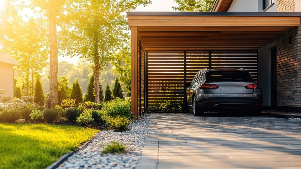 Fertiggestelltes Objekt mit Carport und Außenanlage