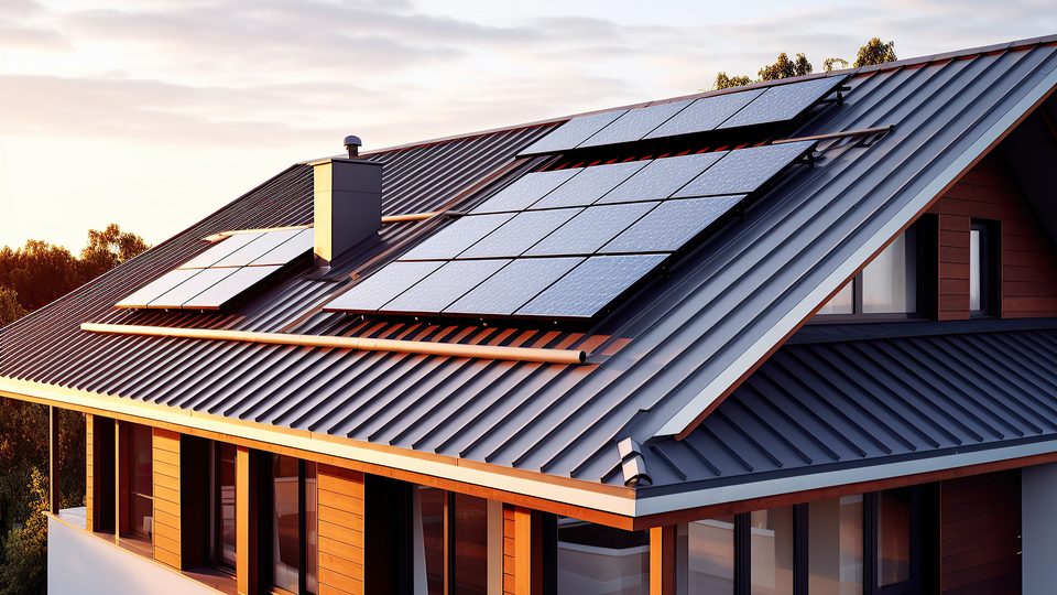 Wohnhaus mit Photovoltaikanlage auf dem Dach