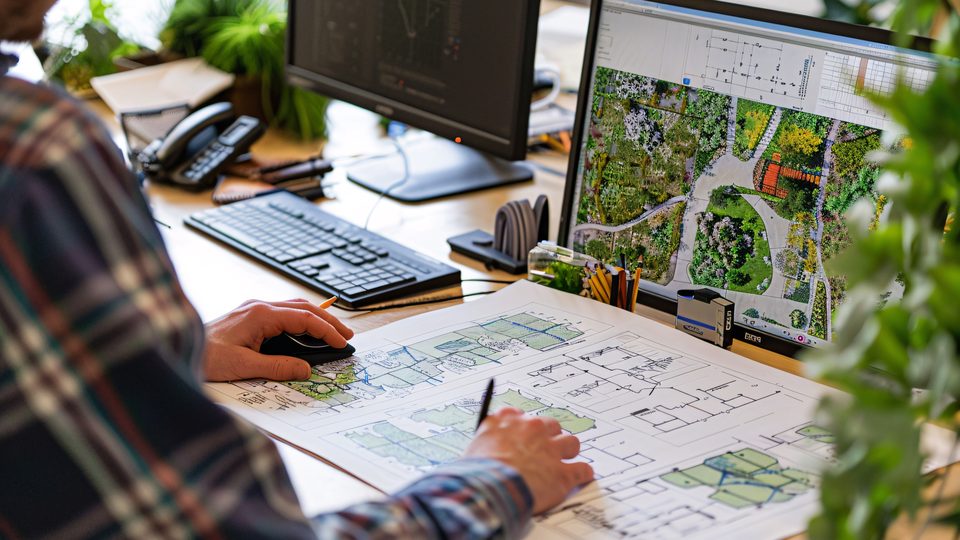 Gartenplanung am Bildschirm und auf Papier