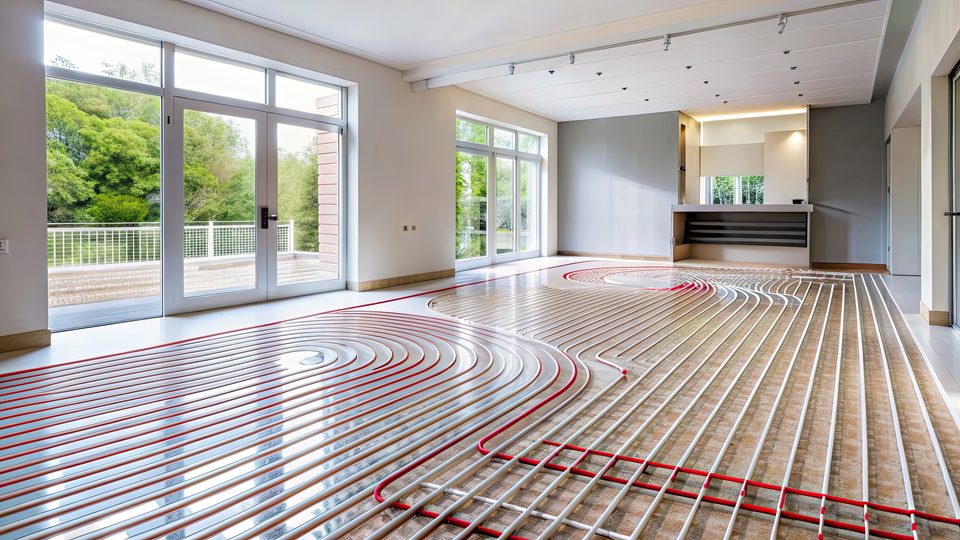 Fertig ausgebauter Wohnraum mit Fußbodenheizung